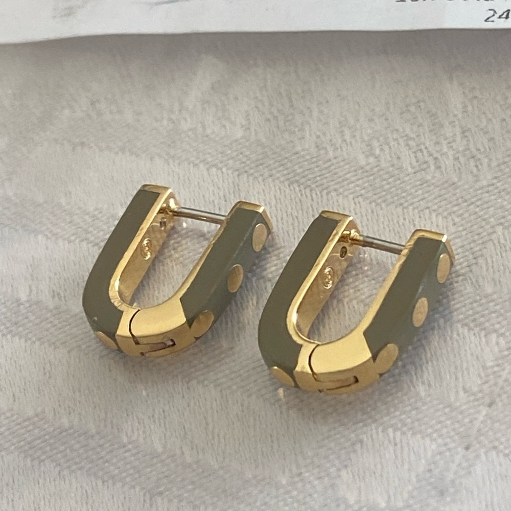 Gorjana 18K Gold Plated Asher Link Huggies Earrings Sage